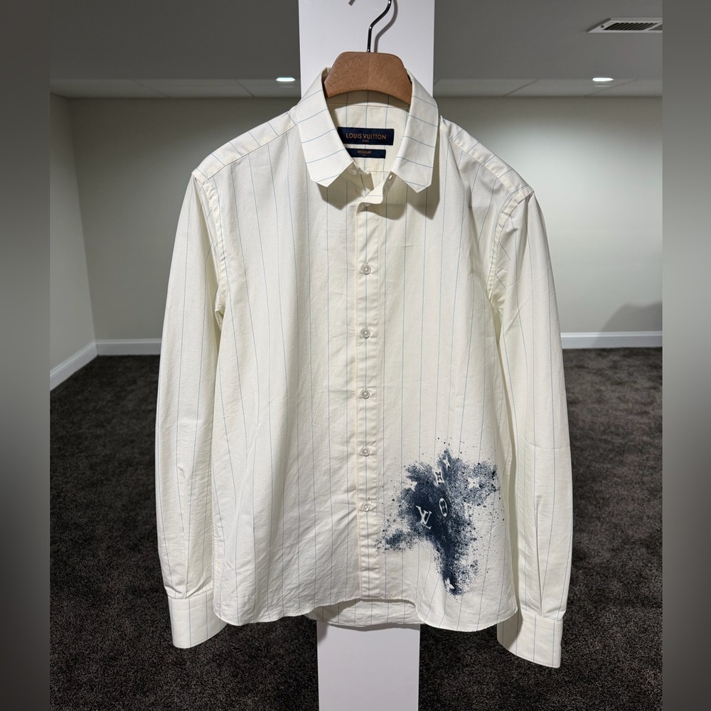 Louis Vuitton x Virgil Pin Striped Monogram Spray Logo Shirt